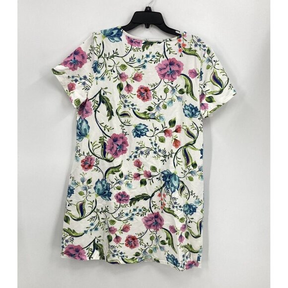 J Jason Wu Floral T Shirt Dress Spring White Pink Flowers Shift Womens Large - Picture 3 of 4